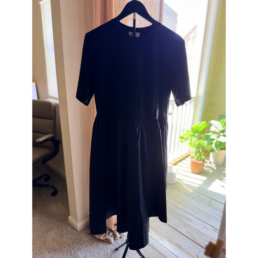 Cos mixed media cotton blend a line dress